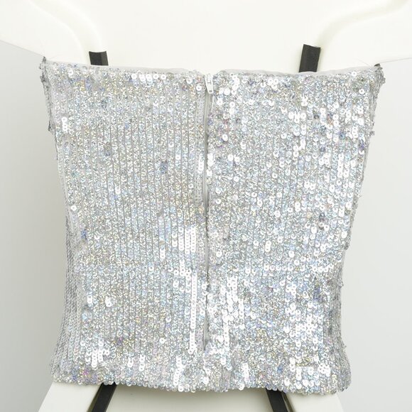 H&M Sequins Strapless Top, Size 0 - 2, Silver - Picture 6 of 10